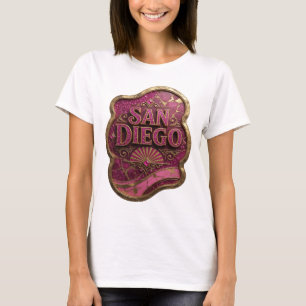 Camiseta Elegante Motivo Artístico de Oro SAN DIEGO