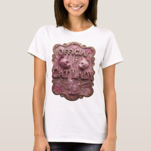 Camiseta Elegante Motivo Artístico OFICIAL GATA con Oro