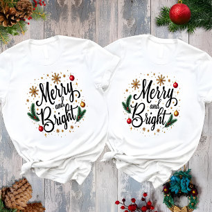 Camiseta Elegante Navidad Alegre y Brillante
