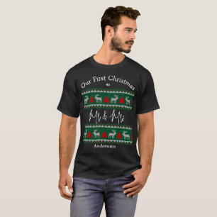 Camiseta Elegante Navidades del Sr. y la Sra. Script Pareja