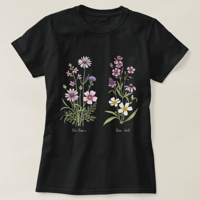 Camiseta Elegante Navy Blue Wildflower Sweatshirt Watercor (Diseño del anverso)