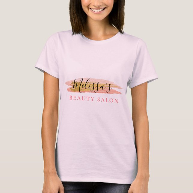 Camiseta elegante negocio de salón rosa (Anverso)