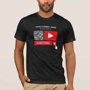 Camiseta Elegante negro y rojo - Código QR, Youtube - Vlogg