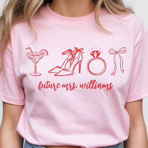 Camiseta Elegante Novia Roja Fiesta de Despedida de Soltera