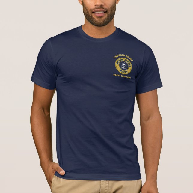 Camiseta Elegante oro Anchor capitán náutico en verano (Anverso)