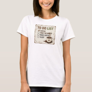 Camiseta Elegante Oro CAFÉ PRIMERO SALVA MUNDO
