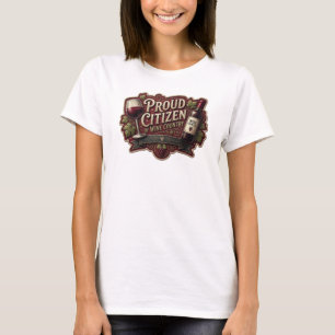 Camiseta Elegante Oro CIUDADANO ORGULLOSO DE WINE COUNTRY