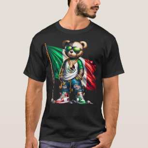 Camiseta Elegante Oso de Teddy Bandera Mexicana México