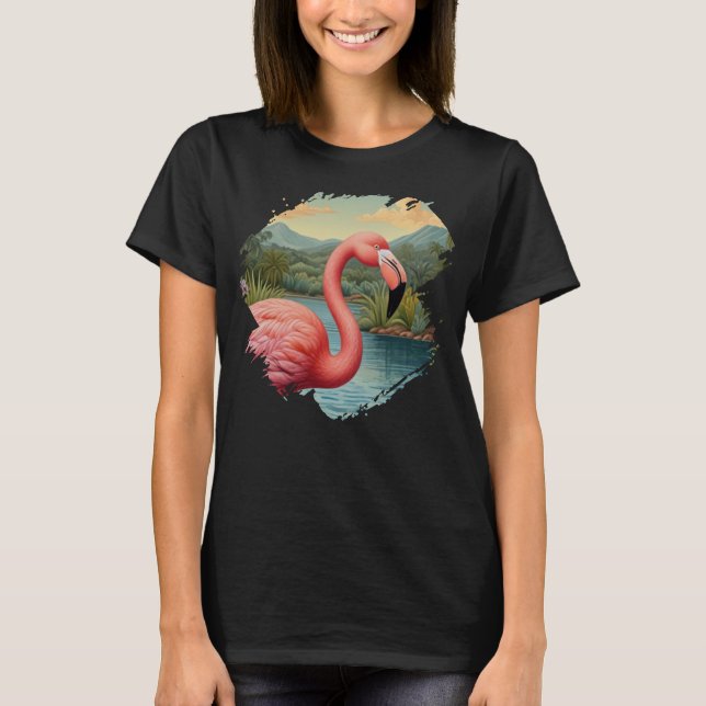 Camiseta Elegante paraíso tropical flamingo rosa (Anverso)