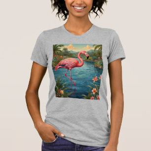 Camiseta Elegante paraíso tropical flamingo rosa