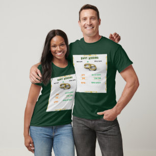 Camiseta Elegante pareja de novios verde bosque profundo pe