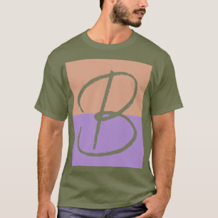 Camiseta Elegante Pastel Colorblock Monograma Letra inicial