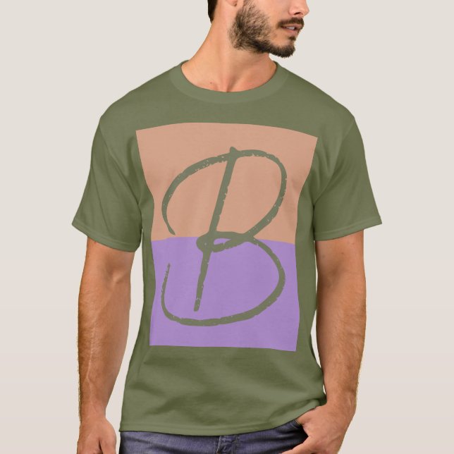 Camiseta Elegante Pastel Colorblock Monograma Letra inicial (Anverso)