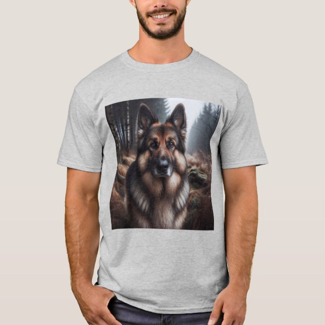 Camiseta Elegante Pastor Alemán Gris