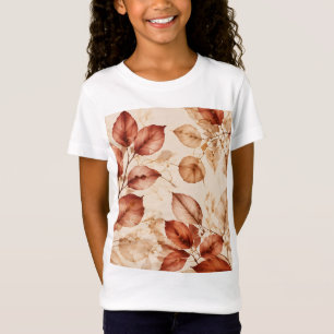 Camiseta Elegante patrón botánico de hojas de otoño en cobr