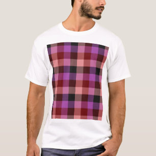 Camiseta Elegante patrón de cuadros escoceses rojo y ciruel