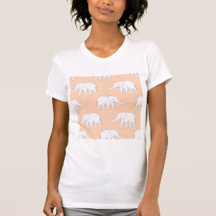 Camiseta Elegante patrón de elefante blanco sobre suave pas