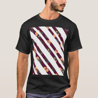 Camiseta Elegante patrón de flores en acuarela con rayas di