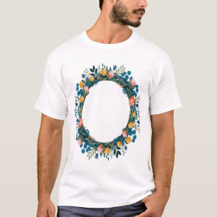 Camiseta Elegante patrón de marco de corona floral