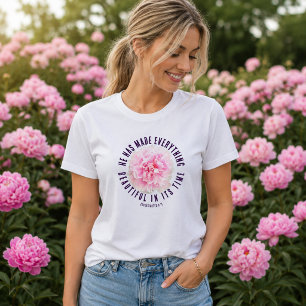 Camiseta Elegante peonía rosa claro Eclesiastés 3:11 Floral