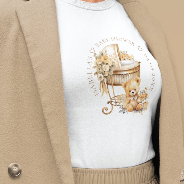 Camiseta Elegante Personalizado Beige & Gold Baby Shower (Subido por el creador)