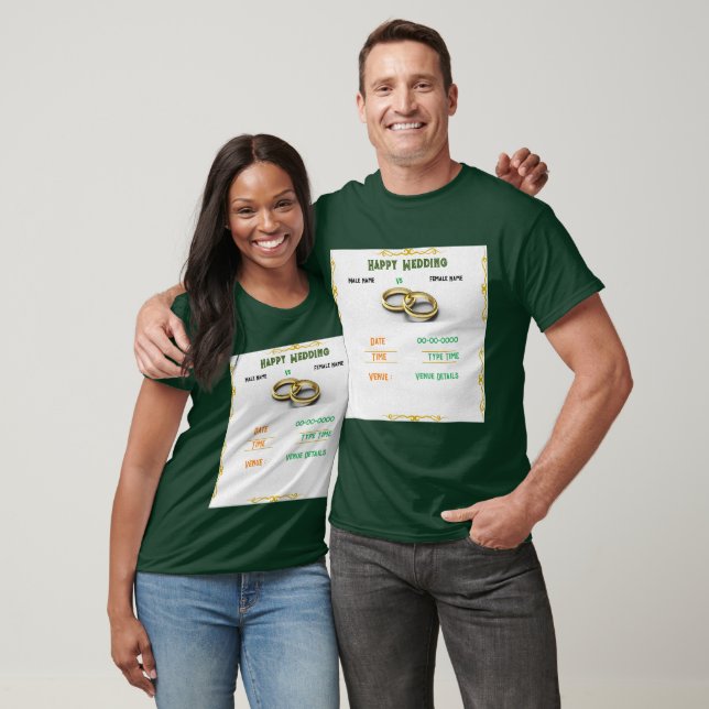 Camiseta Elegante Personalizado Boda de bosque profundo, ve (Unisexo)