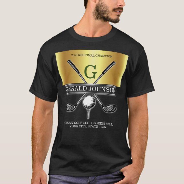 Camiseta Elegante Personalizado Golf Monograma Diseño (Anverso)