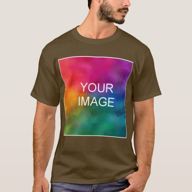 Camiseta Elegante Personalizado marrón Añadir foto del logo (Anverso)