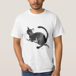 Camiseta Elegante pintura de tinta negra para gato