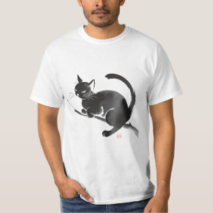 Camiseta Elegante pintura de tinta negra para gato
