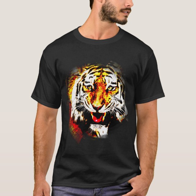 Camiseta Elegante plantilla moderna de tigre color negro (Anverso)