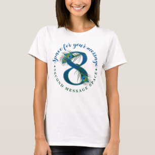 Camiseta Elegante pluma de pavo real del 8º aniversario