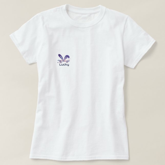 Camiseta Elegante Purple Lucky Rabbit Oars Flores Garland (Diseño del anverso)