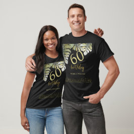 Camiseta Elegante Purpurina Gold Palm Calligraphy Cumpleaño