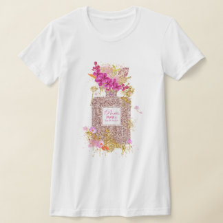 Camiseta Elegante Purpurina rosa de lujo Perfume T-Shirt