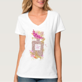 Camiseta Elegante Purpurina rosa de lujo Perfume T-Shirt