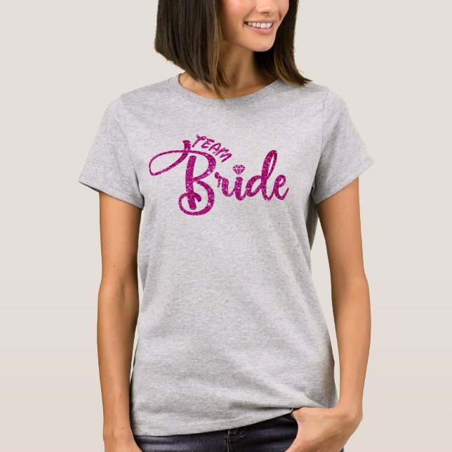 Camiseta Elegante Purpurina Rosa, novia, dama de honor Moda (Anverso)