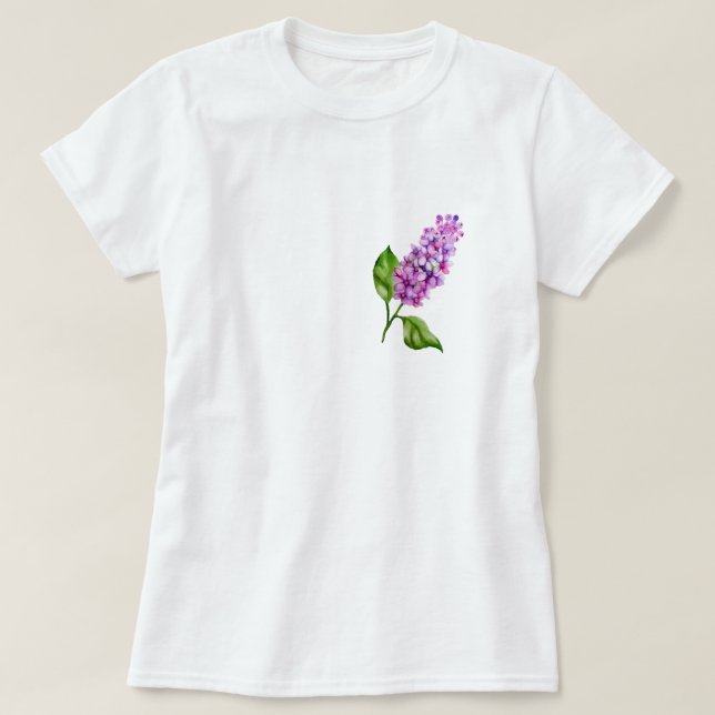 Camiseta Elegante rama lila acuarela (Diseño del anverso)