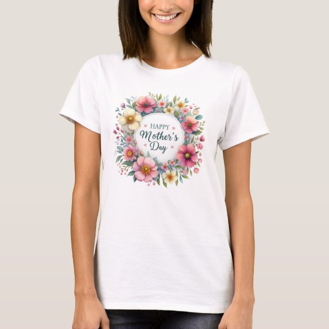 Camiseta Elegante ramo de boho floral primaveral Día de la  (Anverso)