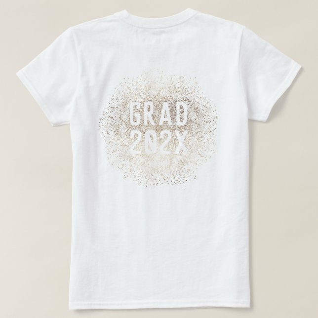 Camiseta Elegante Relieve metalizado blanco de graduación d (Reverso del diseño)