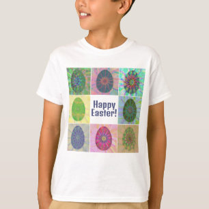 Camiseta Elegante Resumen Collage de huevos de colores deco