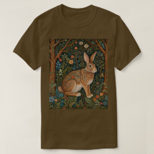 Camiseta Elegante retro boho conejo leñoso floral
