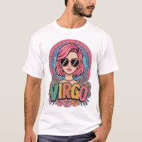 Elegante retro Virgo mujer Zodiac Rótulo colorido
