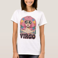 Elegante retro Virgo mujer Zodiac Rótulo colorido