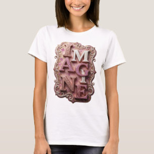 Camiseta elegante rosa con eslogan IMAGINA