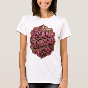 Camiseta elegante rosa con lema de SAN DIEGO
