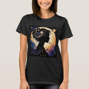 Camiseta Elegante Silueta de Mujer Celestial