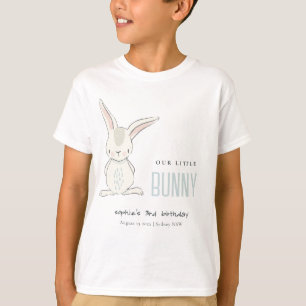 Camiseta Elegante simple lindo conejito azul niños cumpleañ