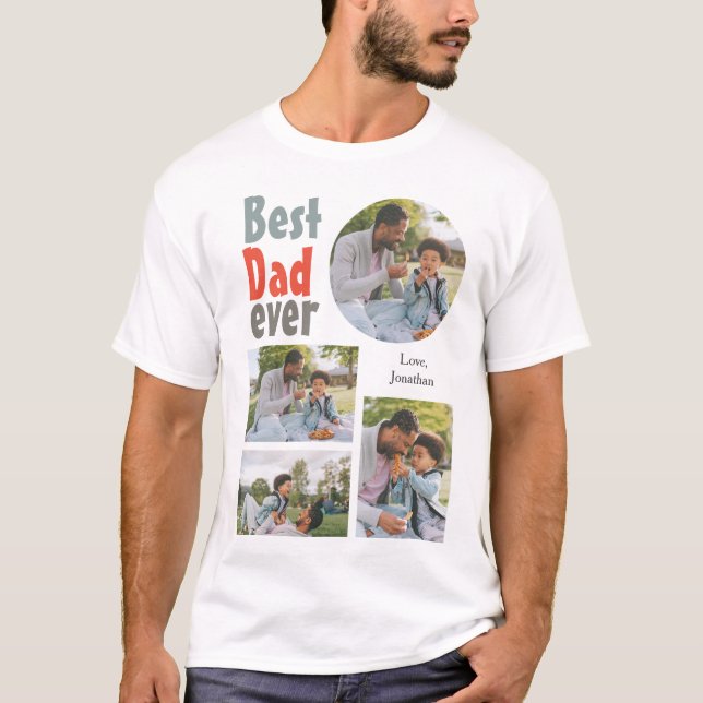 Camiseta Elegante, simple, mejor papá, foto del día de los  (Anverso)