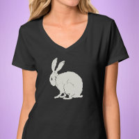 Elegante Sitting White Rabbit Dibujando un contorn